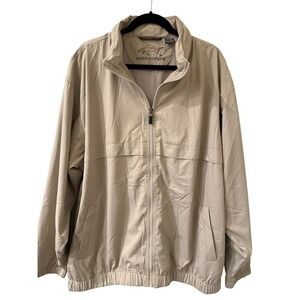 Men's Greg Norman XL Golf Windbreaker Jacket Tan Ventilated Hooded
